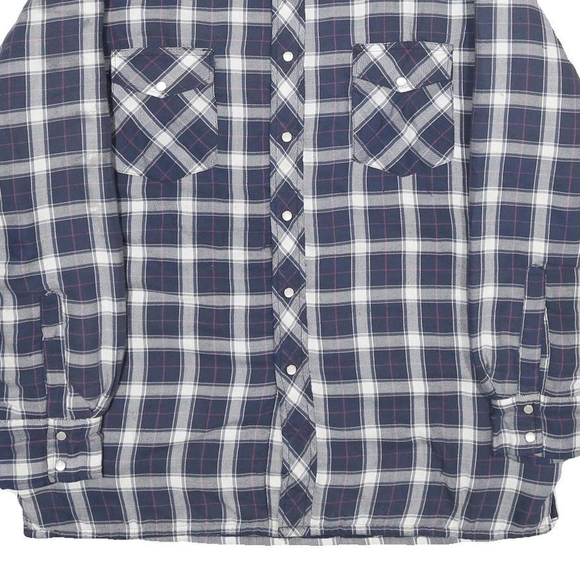 WRANGLER Mens Blue & White Plaid Button Jacket L Cotton Blend Casual Outerwear