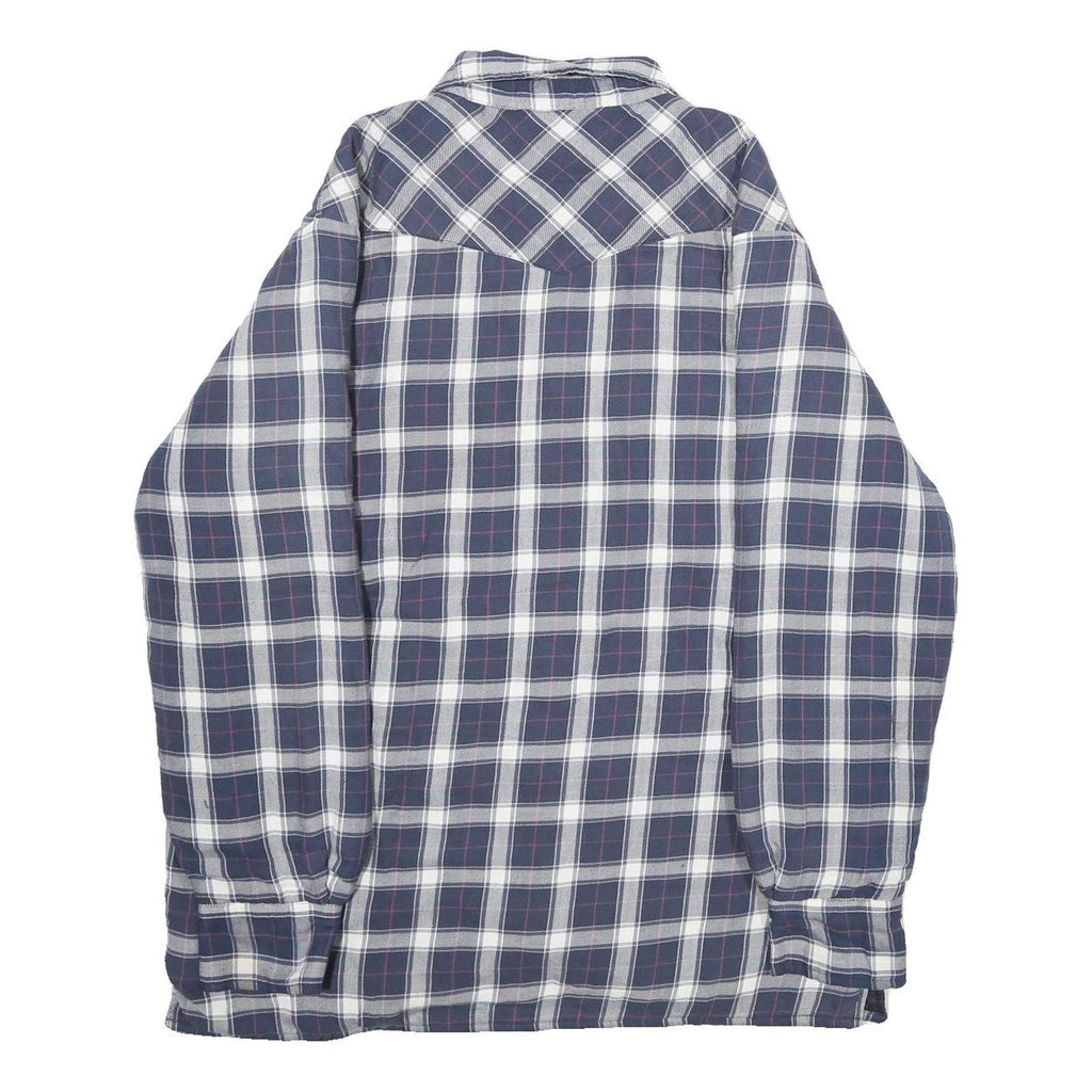 WRANGLER Mens Blue & White Plaid Button Jacket L Cotton Blend Casual Outerwear