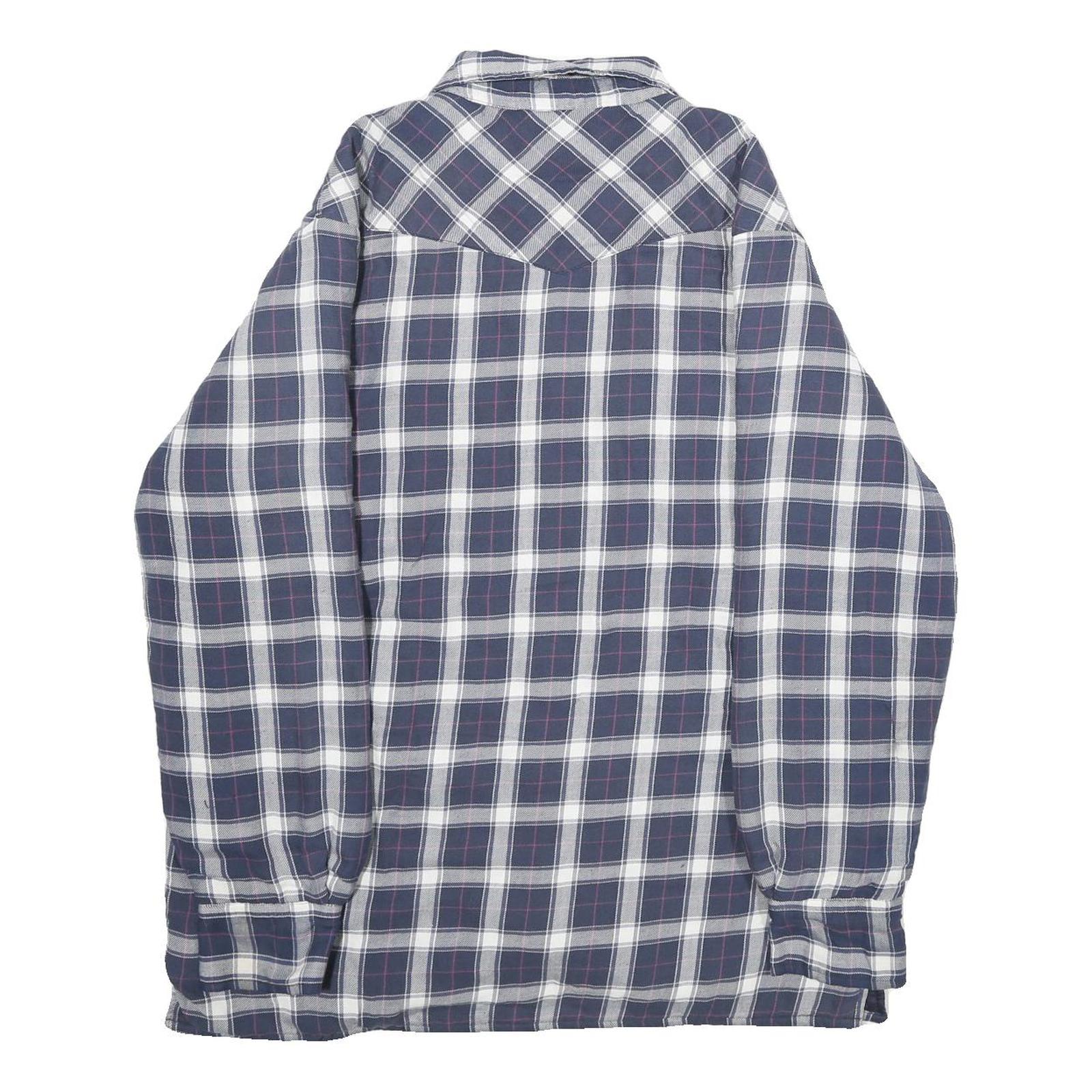 WRANGLER Mens Blue & White Plaid Button Jacket L Cotton Blend Casual Outerwear