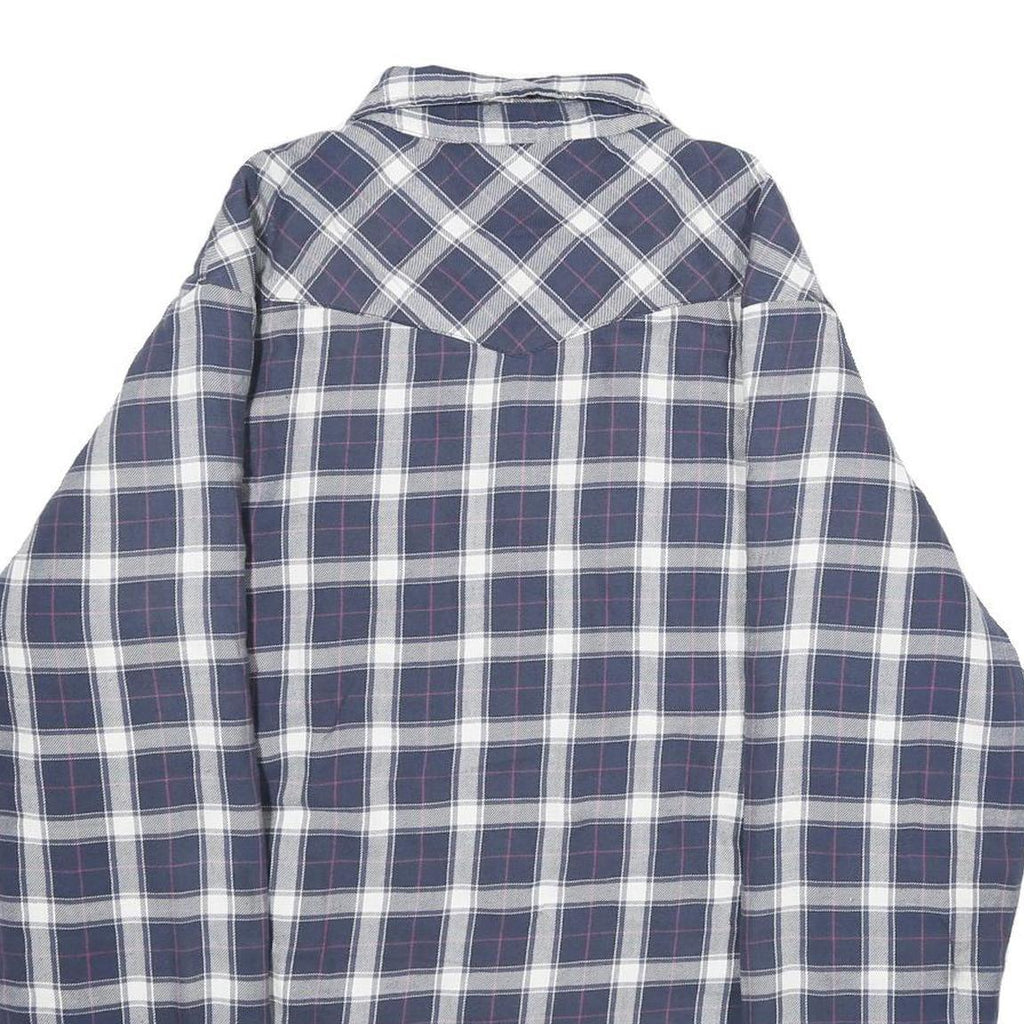 WRANGLER Mens Blue & White Plaid Button Jacket L Cotton Blend Casual Outerwear