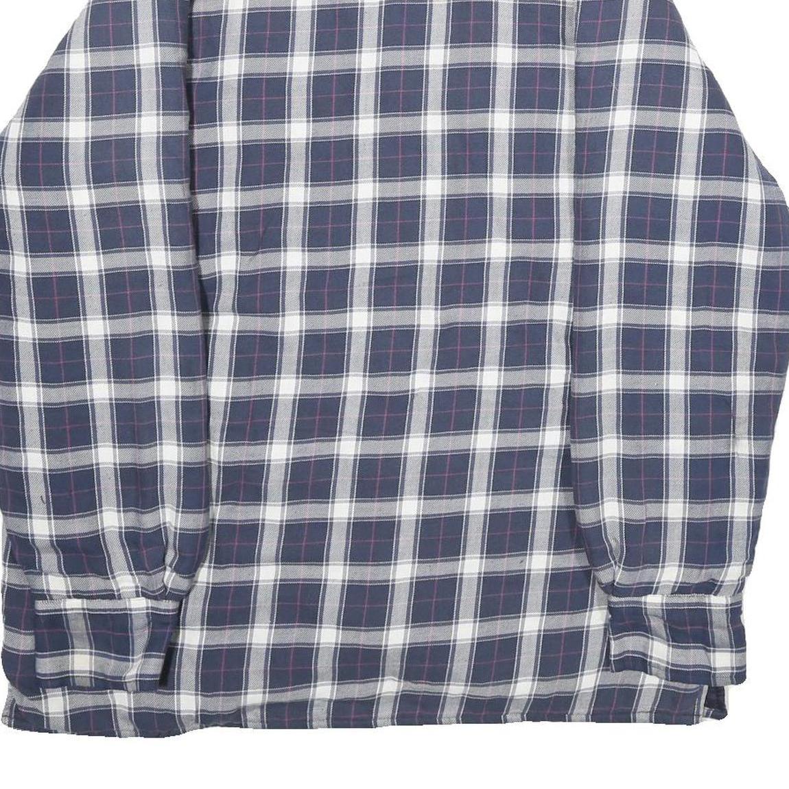 WRANGLER Mens Blue & White Plaid Button Jacket L Cotton Blend Casual Outerwear