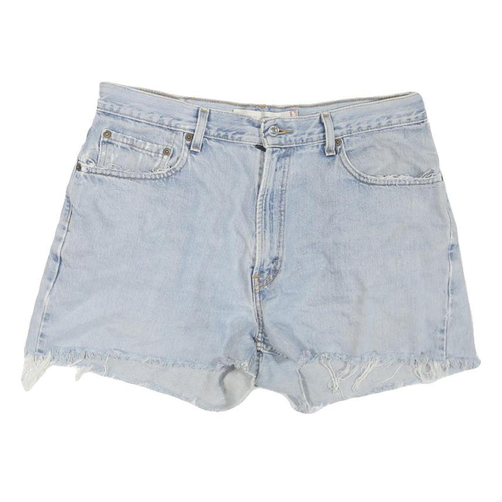 LEVI'S Womens Light Blue Denim Casual Shorts M W34 Frayed Hem Cotton Blend