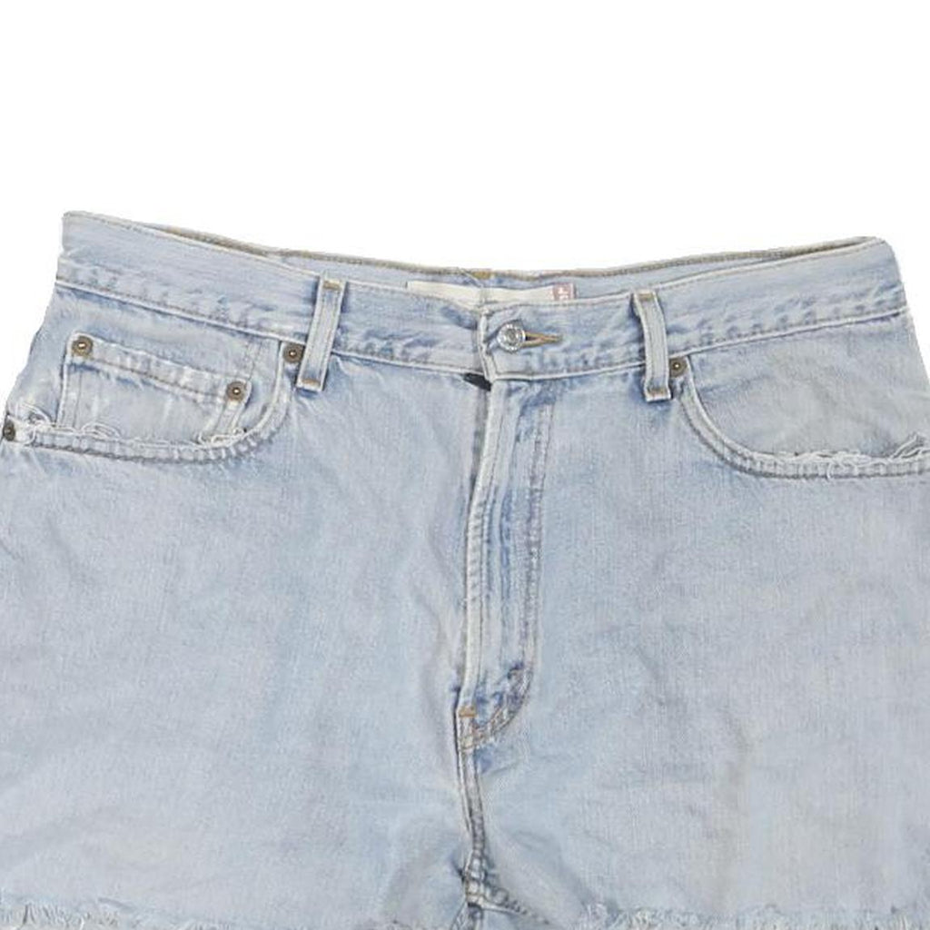 LEVI'S Womens Light Blue Denim Casual Shorts M W34 Frayed Hem Cotton Blend