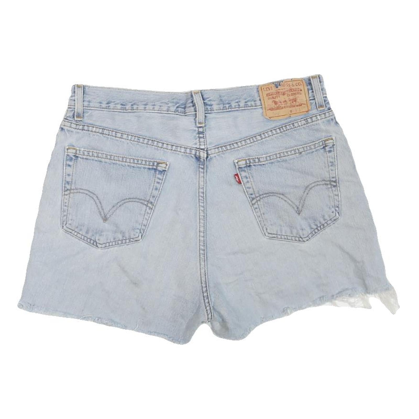 LEVI'S Womens Light Blue Denim Casual Shorts M W34 Frayed Hem Cotton Blend