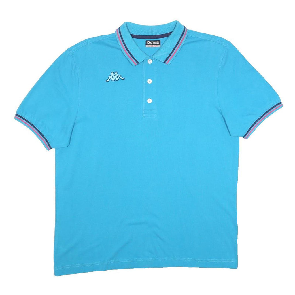 KAPPA Mens Blue Short Sleeve Plain Polo Shirt M Casual Cotton Summer