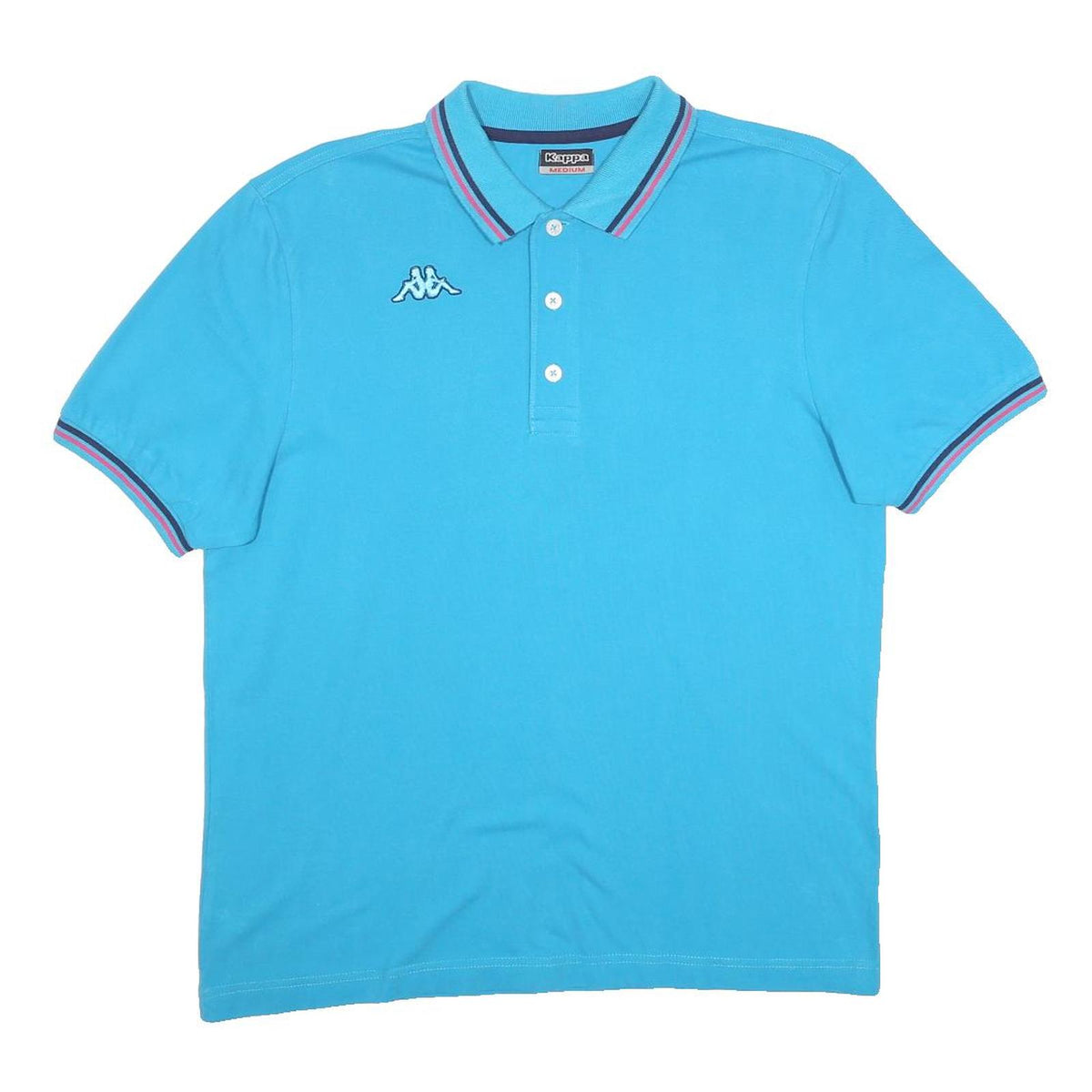 KAPPA Mens Blue Short Sleeve Plain Polo Shirt M Casual Cotton Summer