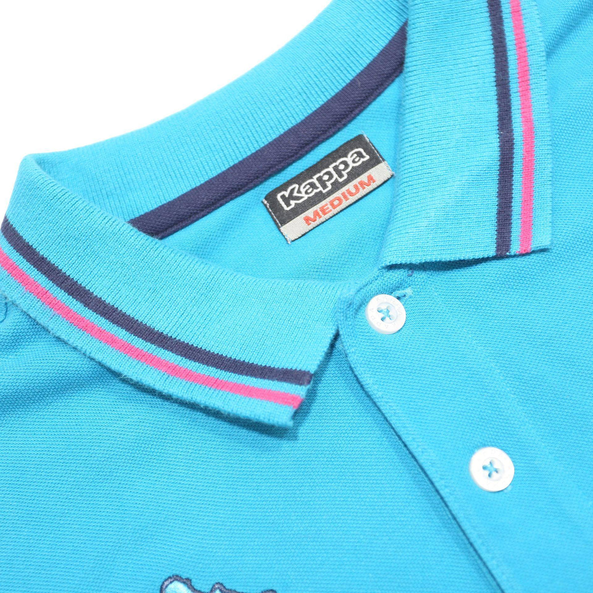 KAPPA Mens Blue Short Sleeve Plain Polo Shirt M Casual Cotton Summer