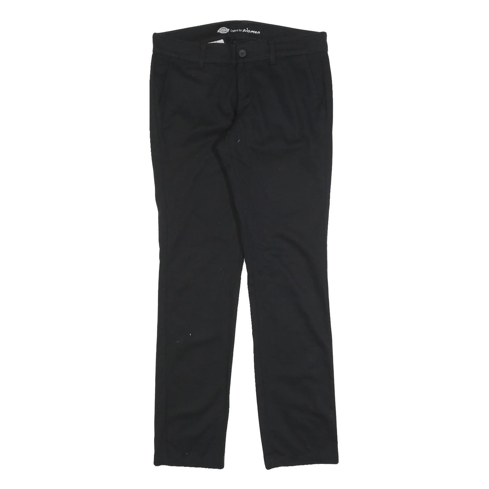 DICKIES Womens Cotton Blend Black Slim Straight Trousers W30 L32 Casual Workwear