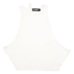 ATELIER ABOUT Womens White Sleeveless Crew Neck Plain Top M Lightweight Casual