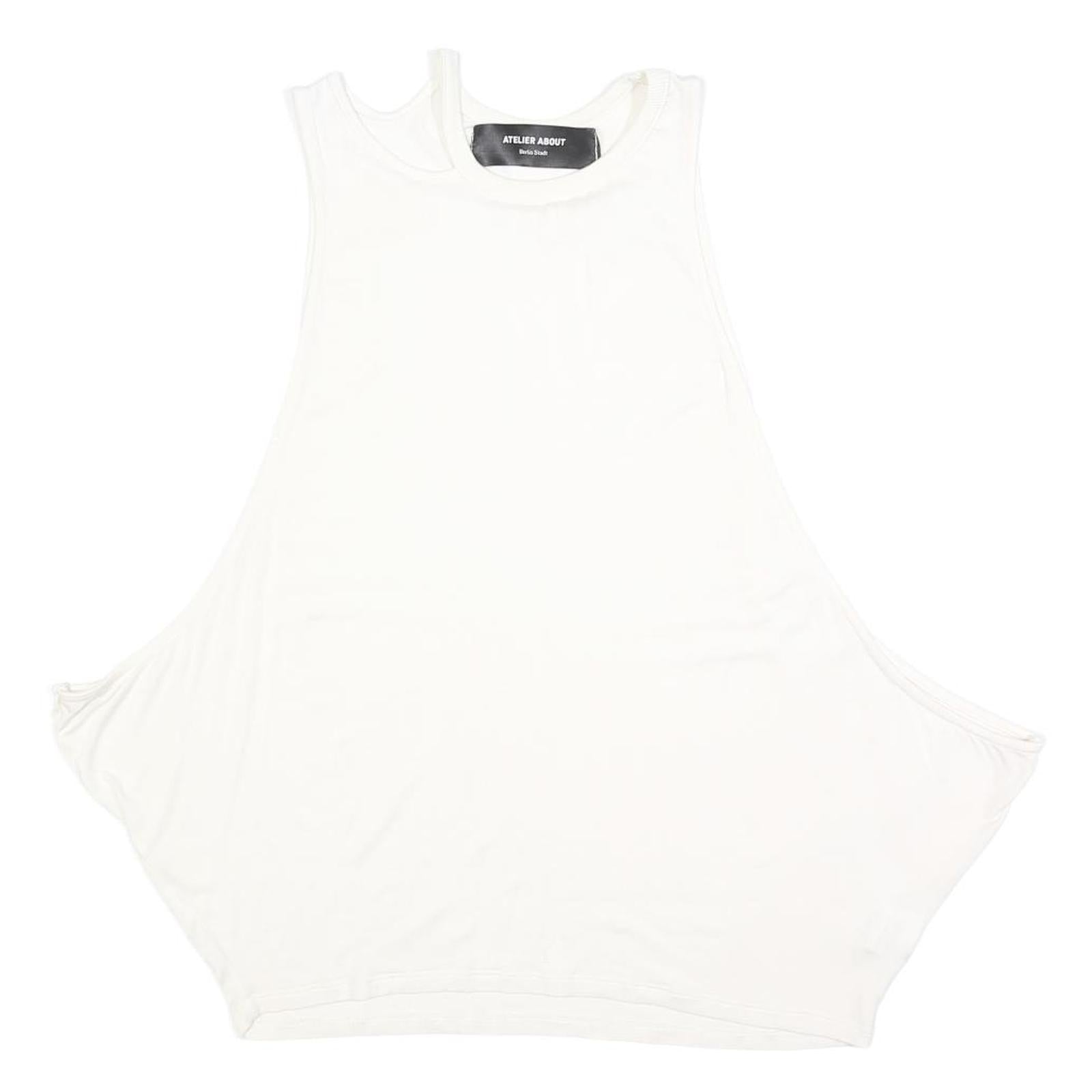 ATELIER ABOUT Womens White Sleeveless Crew Neck Plain Top M Lightweight Casual