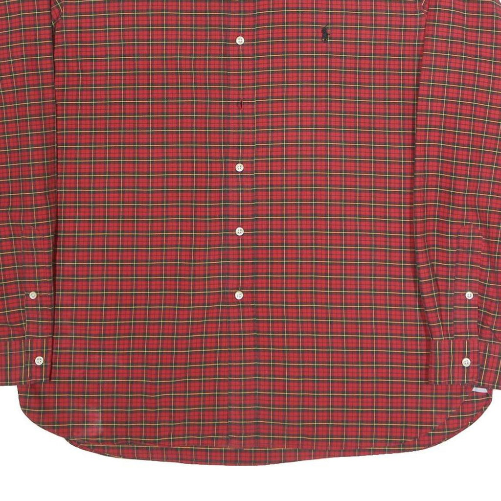 RALPH LAUREN Mens Red & Green Check Shirt XL Classic Button Down Collar Cotton