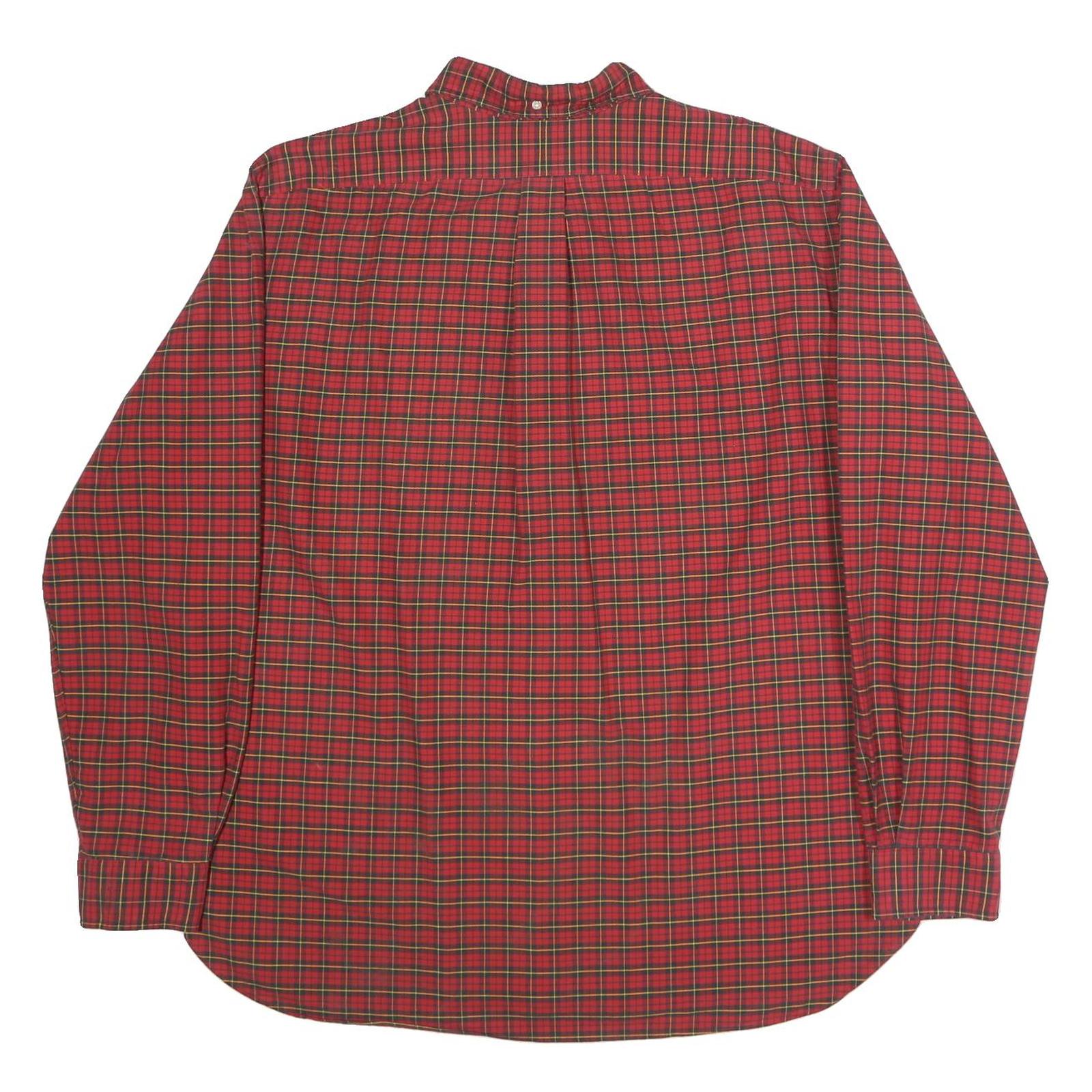RALPH LAUREN Mens Red & Green Check Shirt XL Classic Button Down Collar Cotton