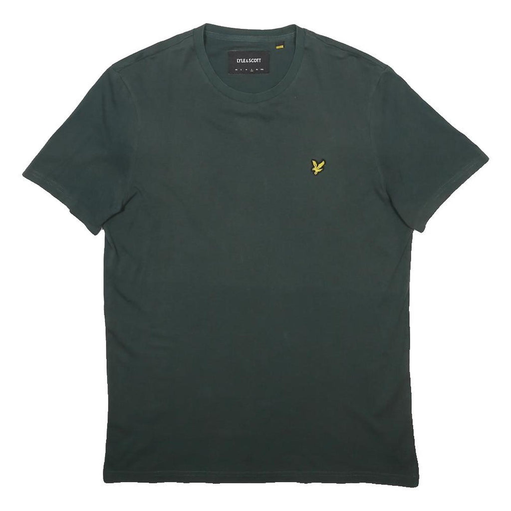 LYLE & SCOTT Mens Green T-Shirt L Short Sleeve Crew Neck Classic Cotton Blend