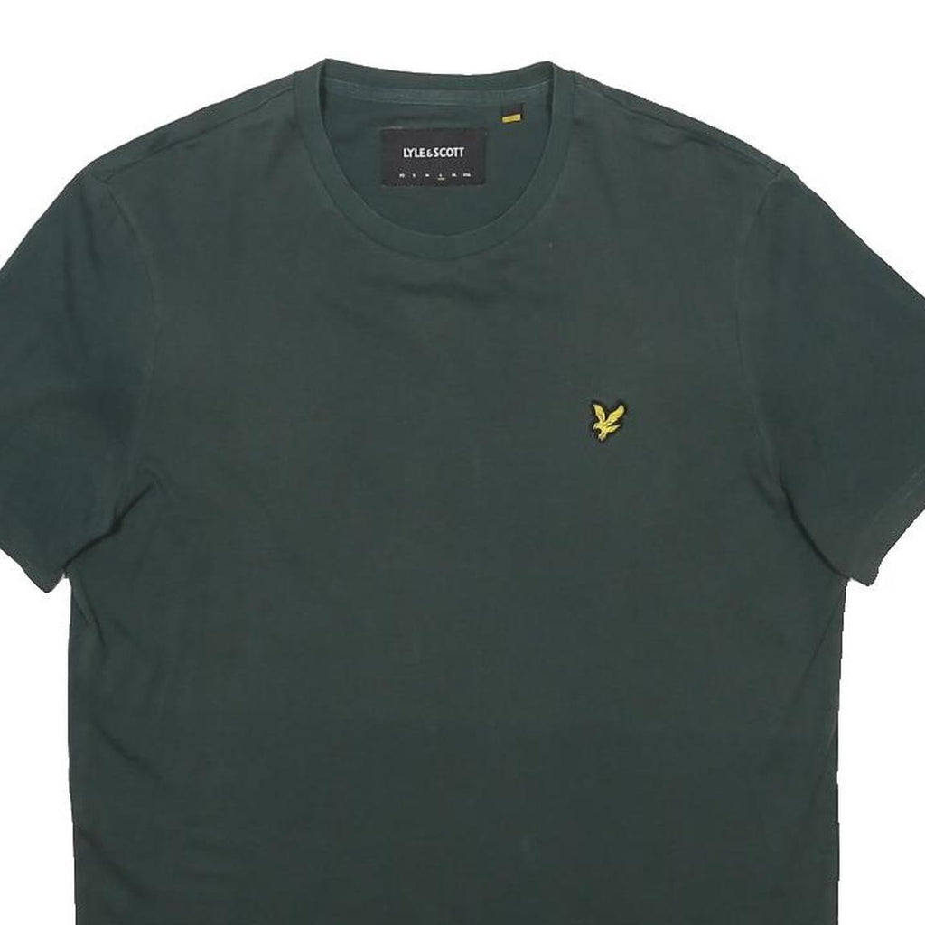 LYLE & SCOTT Mens Green T-Shirt L Short Sleeve Crew Neck Classic Cotton Blend