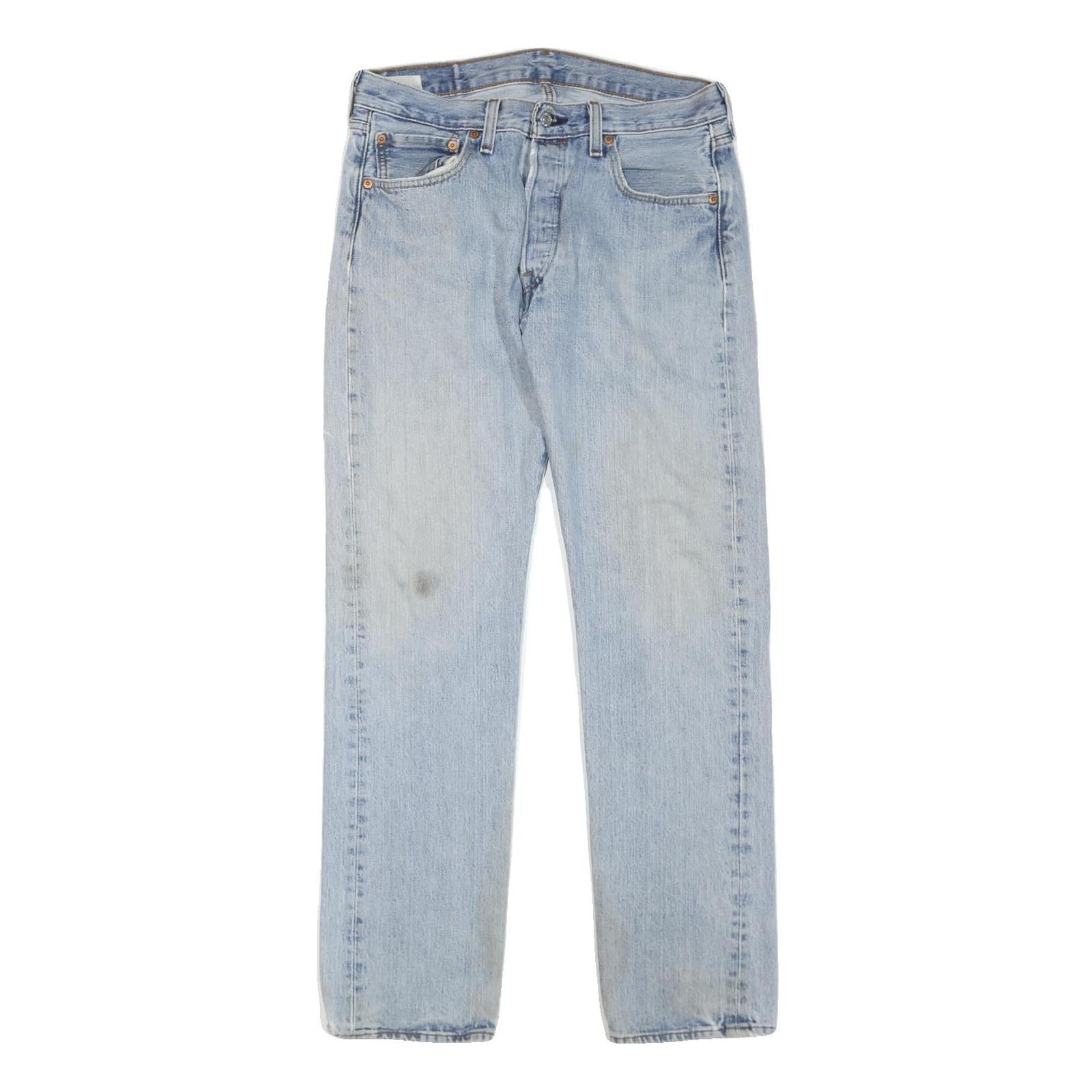 LEVI'S 501 Mens Jeans Blue Regular Straight Denim Light W31 L32 Classic Fit Zip