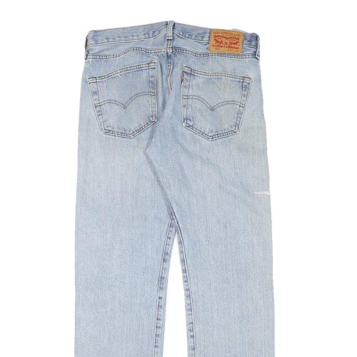 LEVI'S 501 Mens Jeans Blue Regular Straight Denim Light W31 L32 Classic Fit Zip