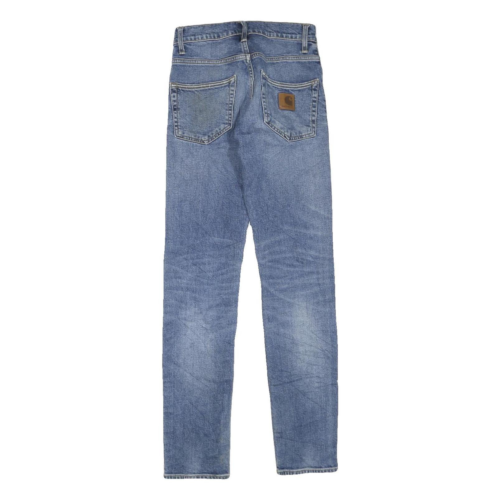 CARHARTT Mens Regular Fit Blue Denim Jeans W26 L32 Zip Pocket Detail