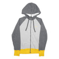 REEBOK Womens Grey & Yellow Full Zip Hoodie M Cotton Blend Casual Sportswear