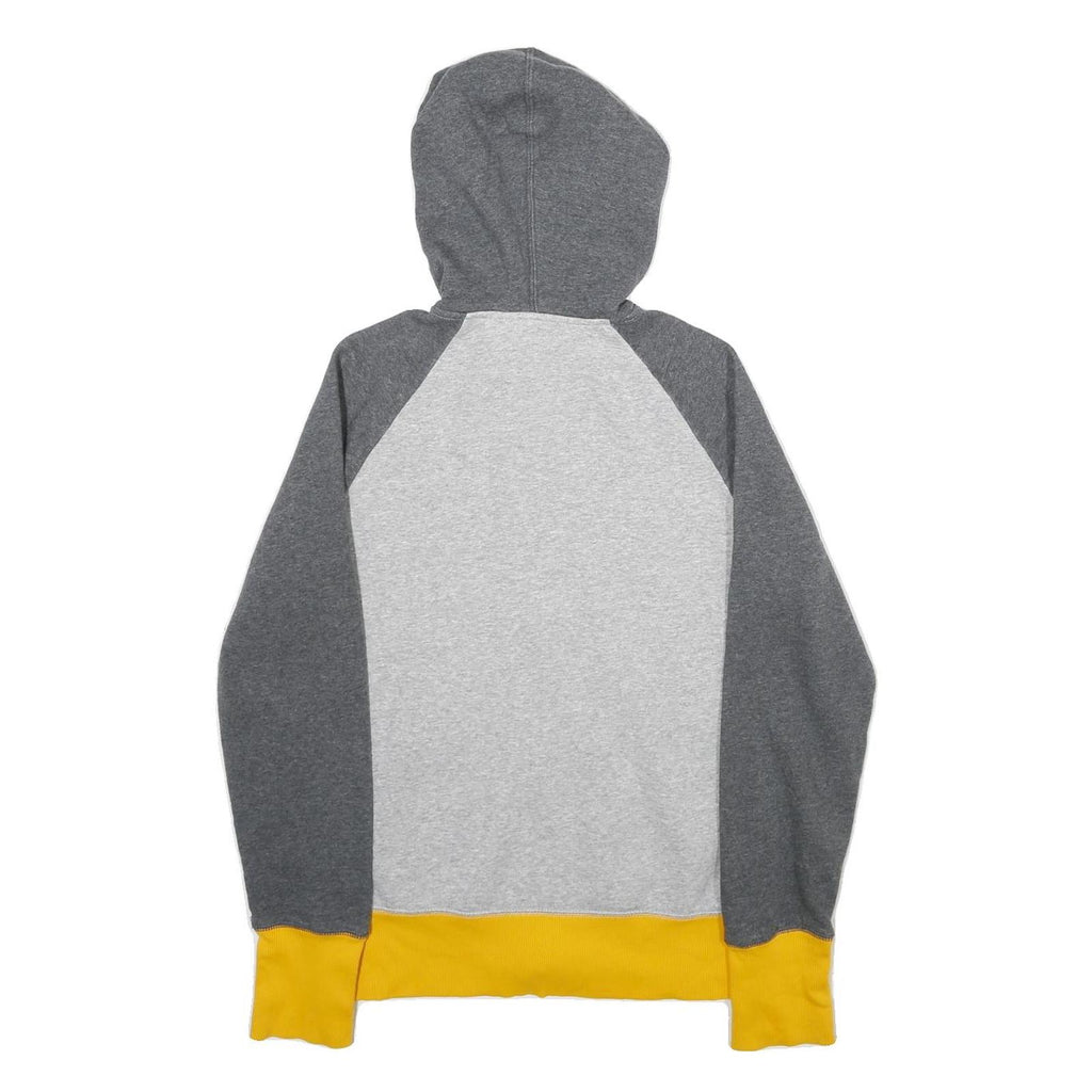 REEBOK Womens Grey & Yellow Full Zip Hoodie M Cotton Blend Casual Sportswear