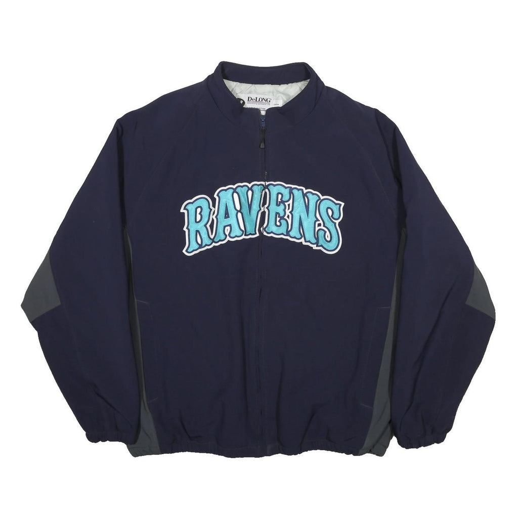DELONG Mens Navy & Grey Ravens Jacket L Polyester Blend Zip Bomber Teamwear