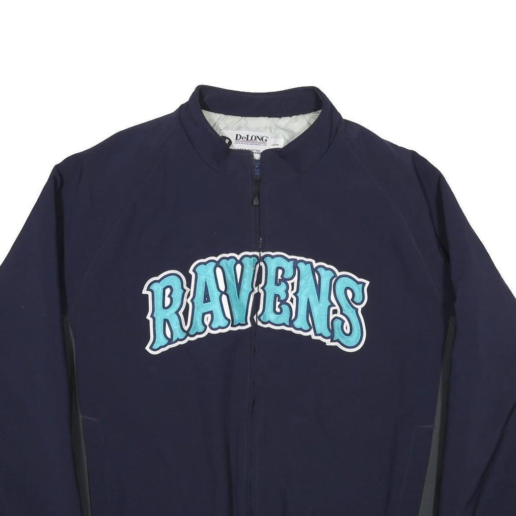 DELONG Mens Navy & Grey Ravens Jacket L Polyester Blend Zip Bomber Teamwear
