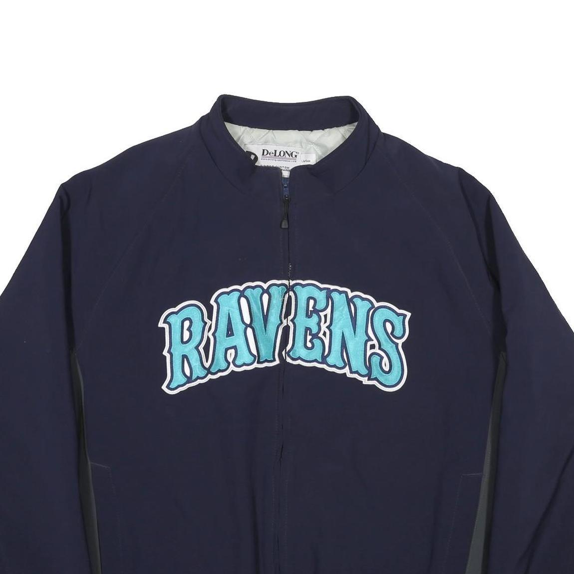 DELONG Mens Navy & Grey Ravens Jacket L Polyester Blend Zip Bomber Teamwear
