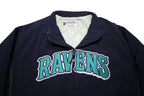 DELONG Mens Navy & Grey Ravens Jacket L Polyester Blend Zip Bomber Teamwear