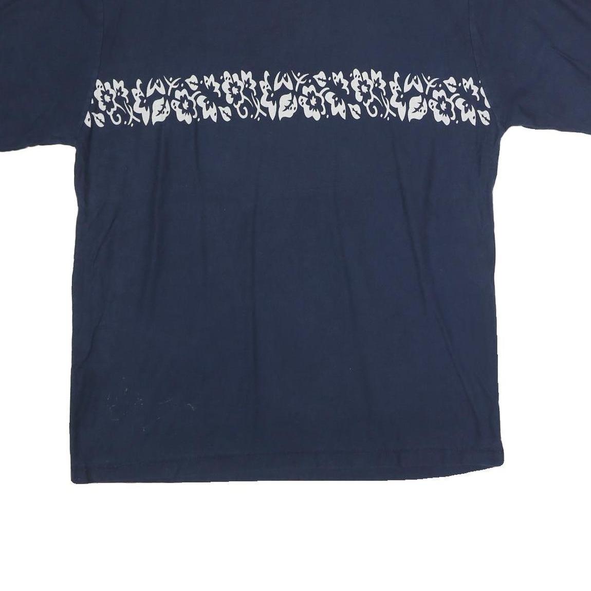 TOMMY JEANS Mens Navy Blue Graphic T-Shirt XL Short Sleeve Crew Neck Floral