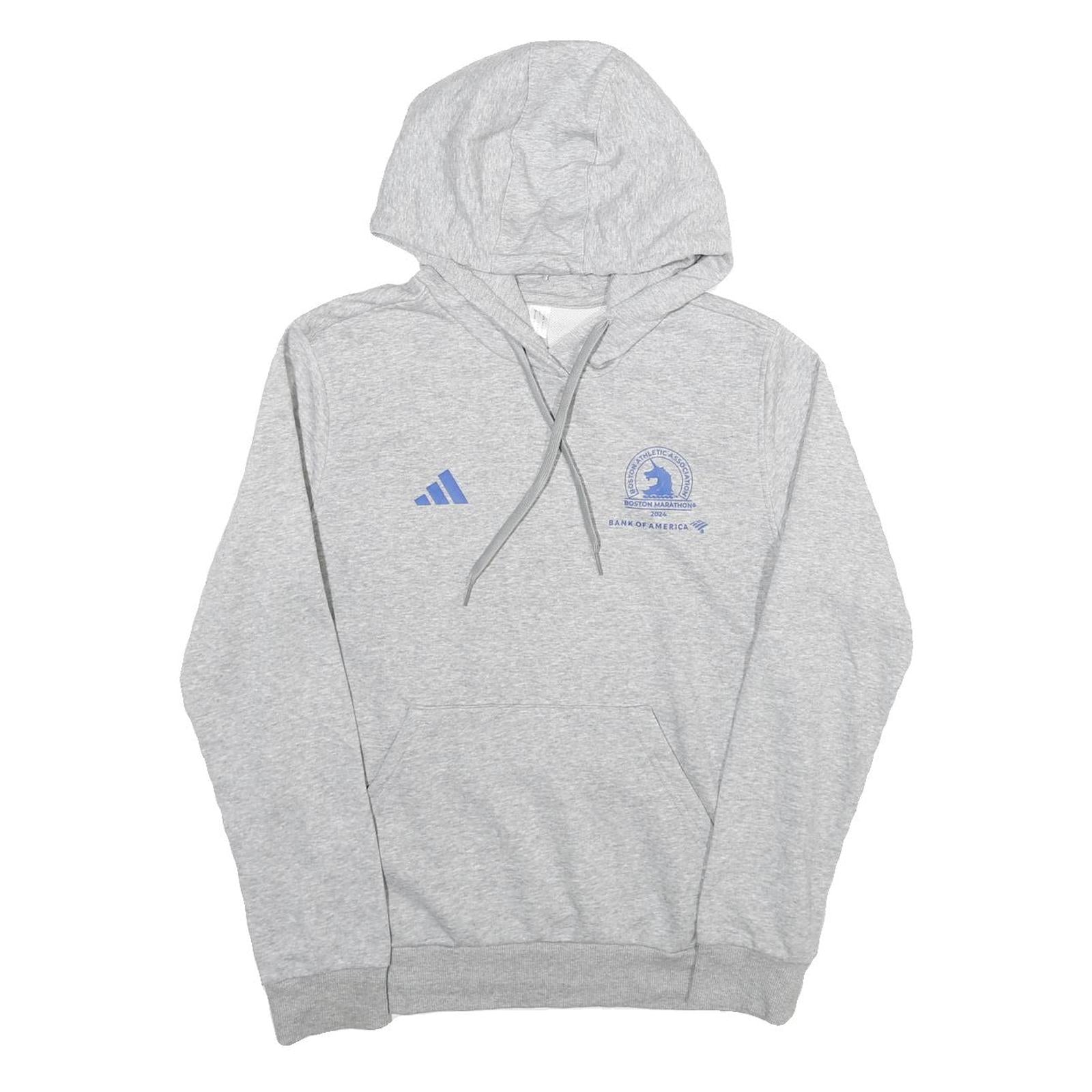 ADIDAS Womens Grey Boston Marathon Pullover Hoodie S Cotton Blend Lightweight