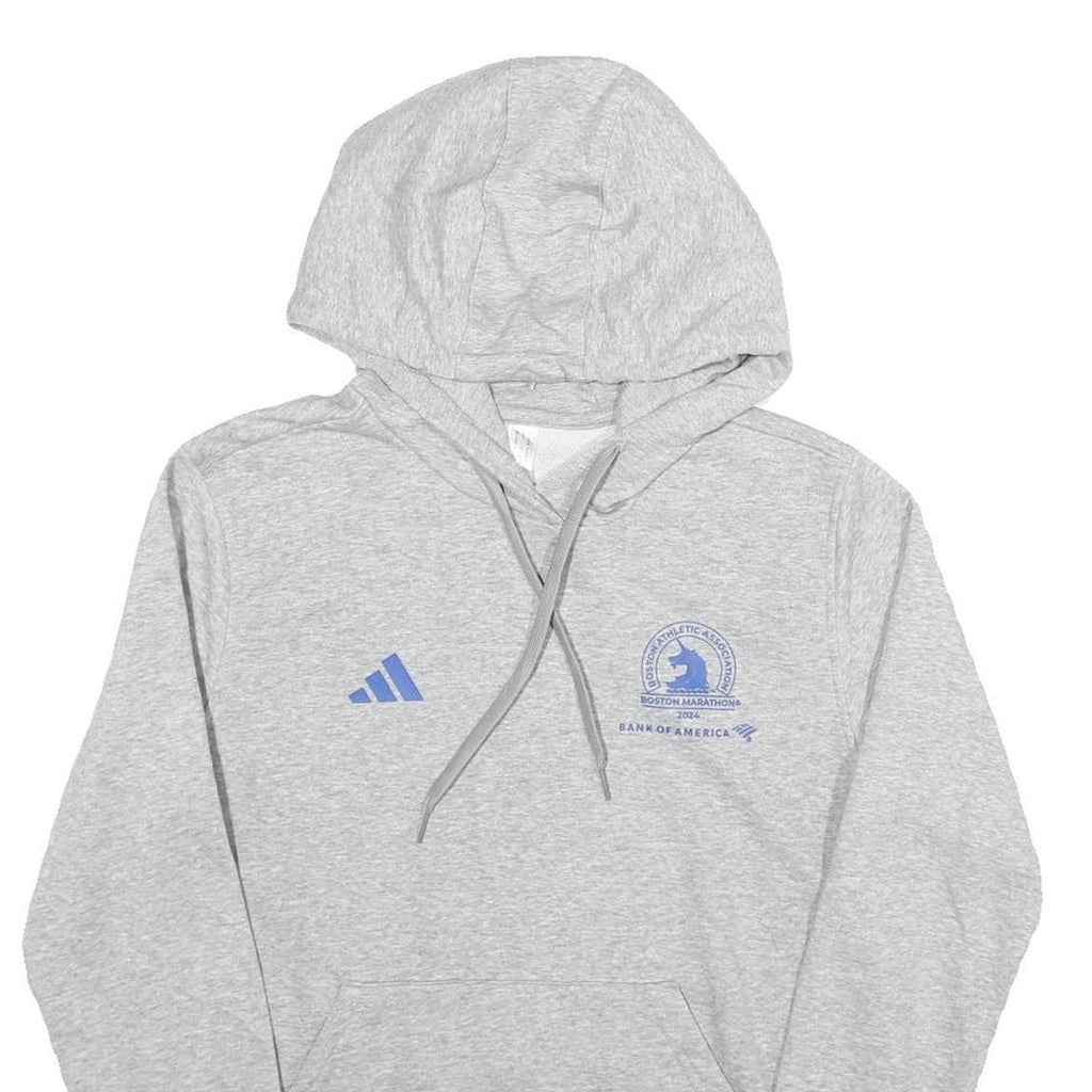 ADIDAS Womens Grey Boston Marathon Pullover Hoodie S Cotton Blend Lightweight