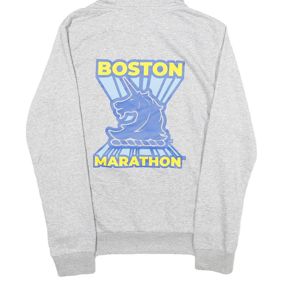 ADIDAS Womens Grey Boston Marathon Pullover Hoodie S Cotton Blend Lightweight