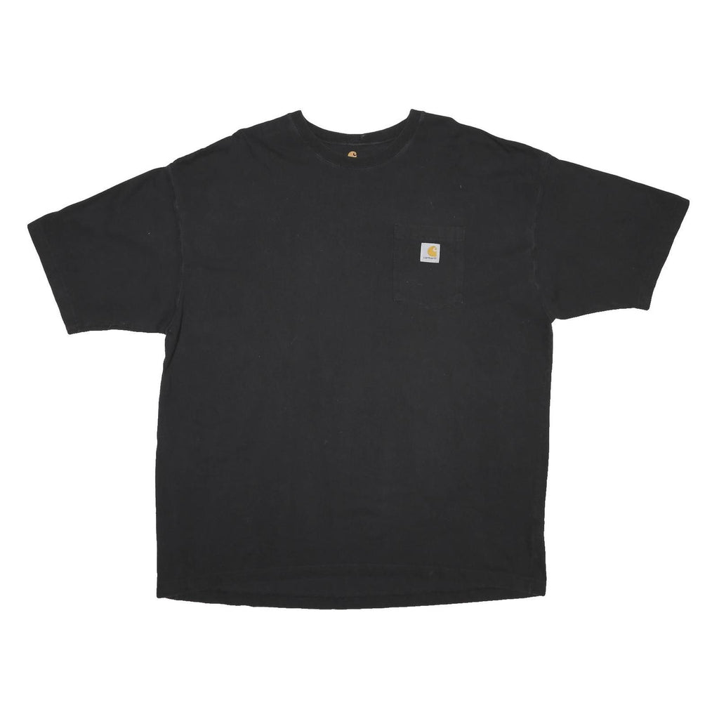 CARHARTT Mens Black Pocket T-Shirt 2XL Short Sleeve Crew Neck Workwear Casual