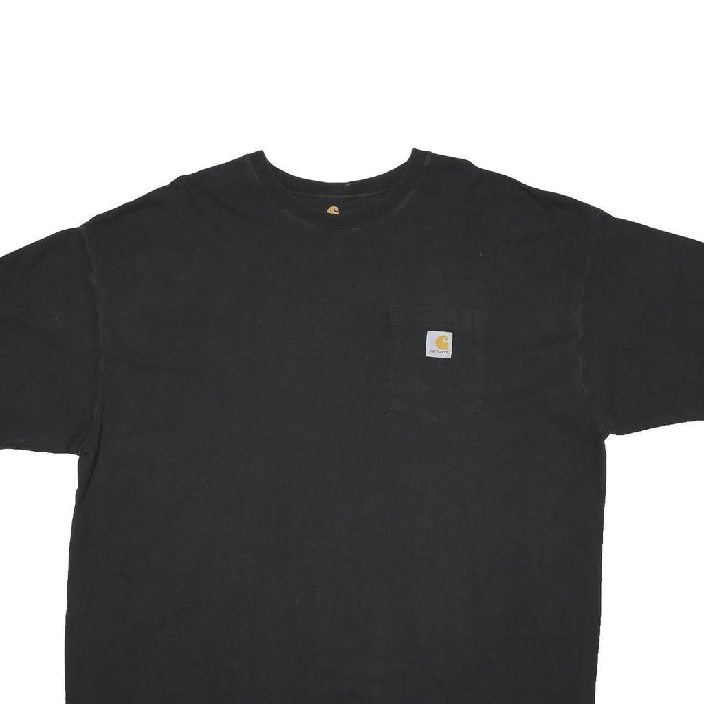 CARHARTT Mens Black Pocket T-Shirt 2XL Short Sleeve Crew Neck Workwear Casual
