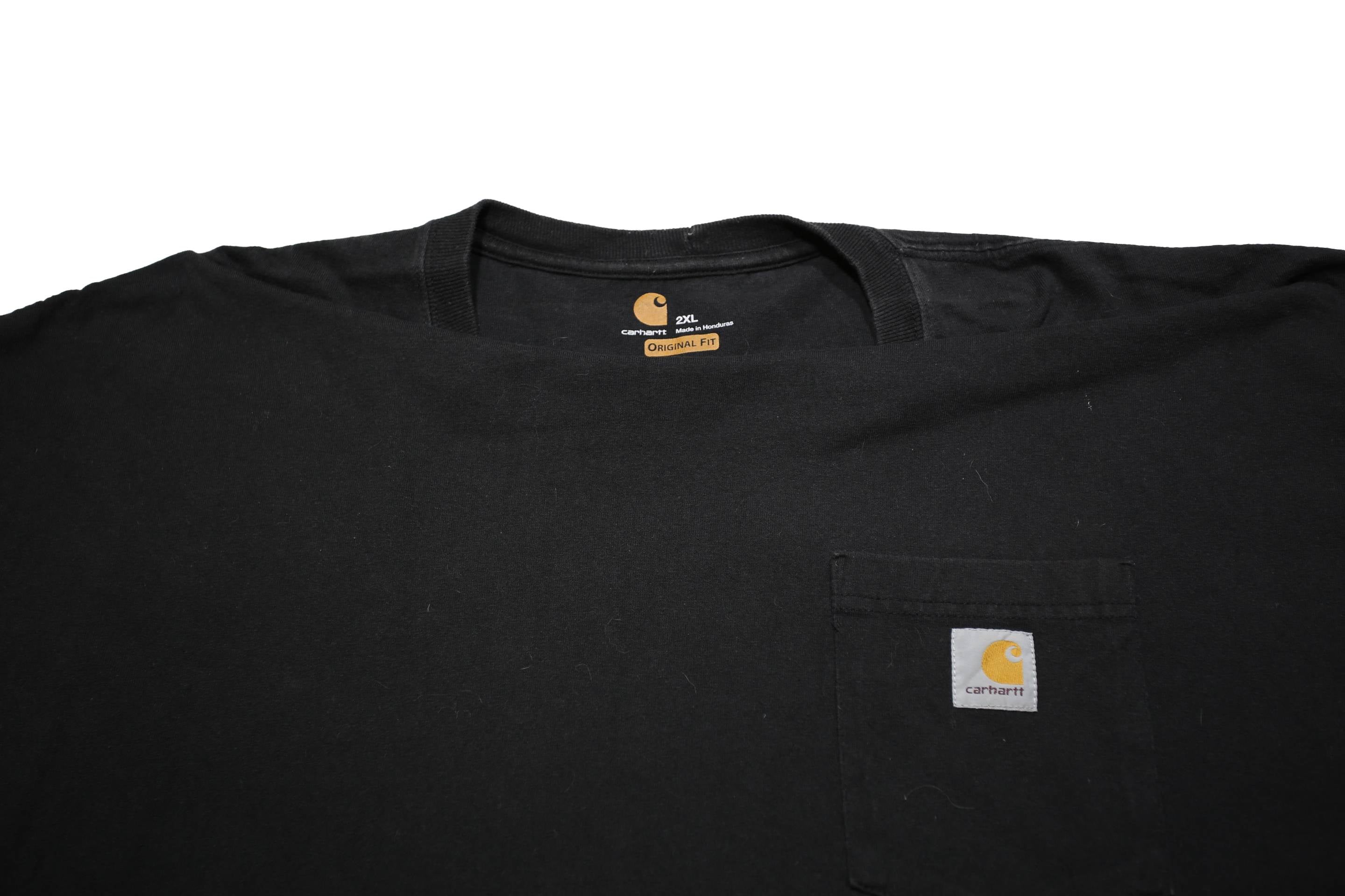 CARHARTT Mens Black Pocket T-Shirt 2XL Short Sleeve Crew Neck Workwear Casual