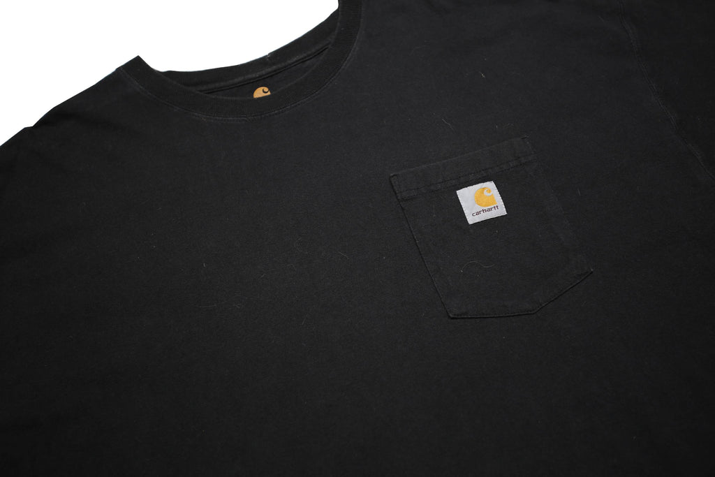 CARHARTT Mens Black Pocket T-Shirt 2XL Short Sleeve Crew Neck Workwear Casual