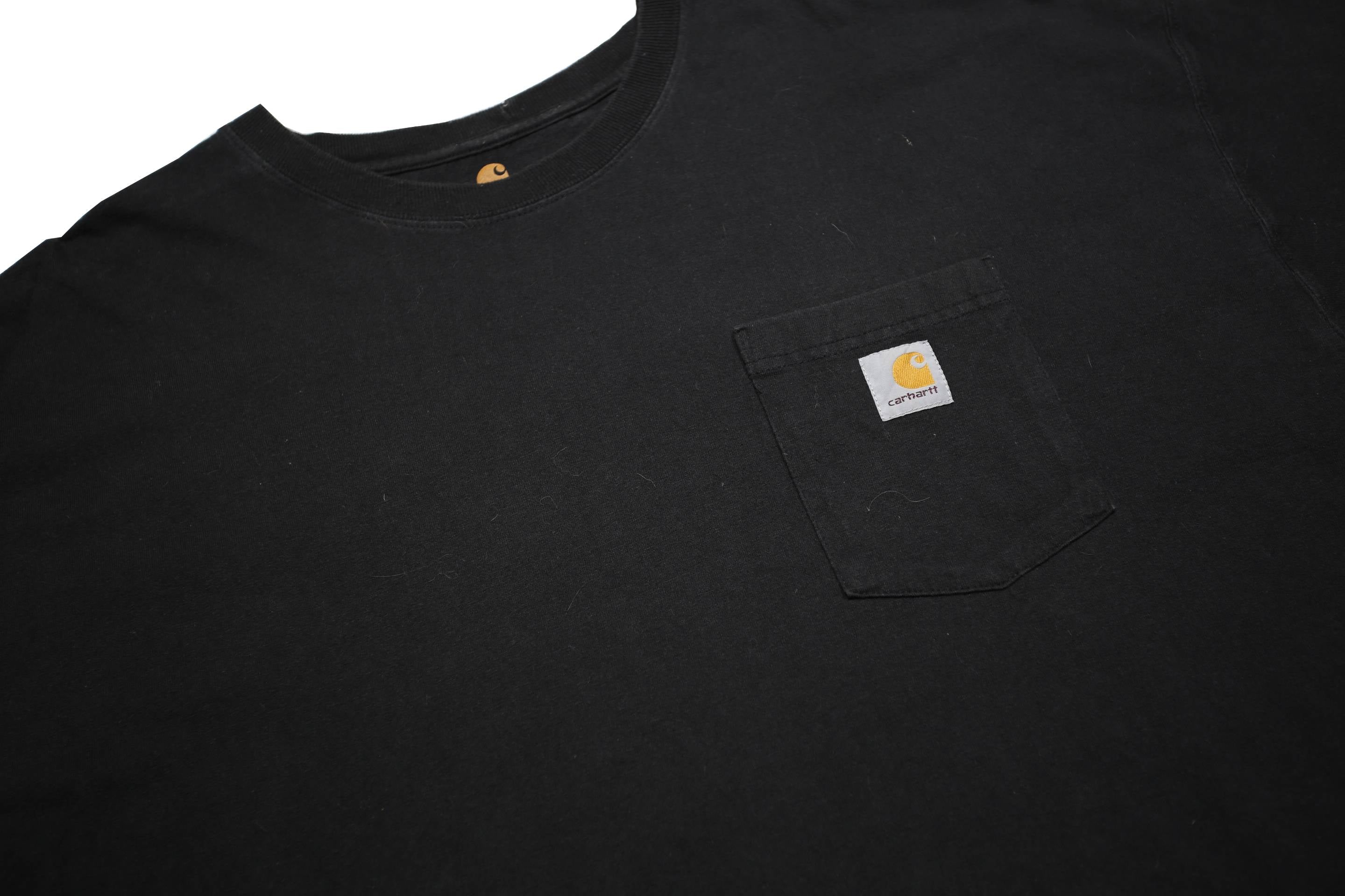 CARHARTT Mens Black Pocket T-Shirt 2XL Short Sleeve Crew Neck Workwear Casual