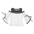 HEART JDE Womens Black & White Lace Off Shoulder Top 3/4 Sleeve Round Neck L