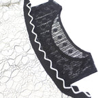 HEART JDE Womens Black & White Lace Off Shoulder Top 3/4 Sleeve Round Neck L