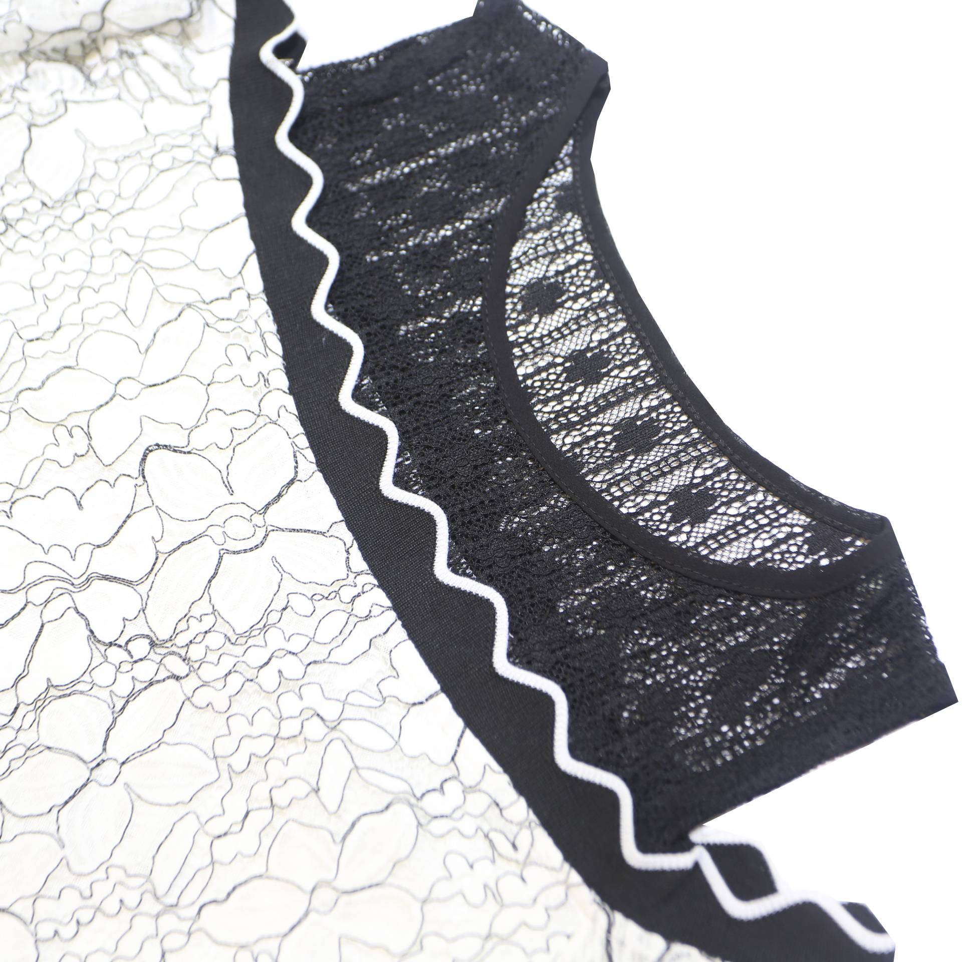 HEART JDE Womens Black & White Lace Off Shoulder Top 3/4 Sleeve Round Neck L