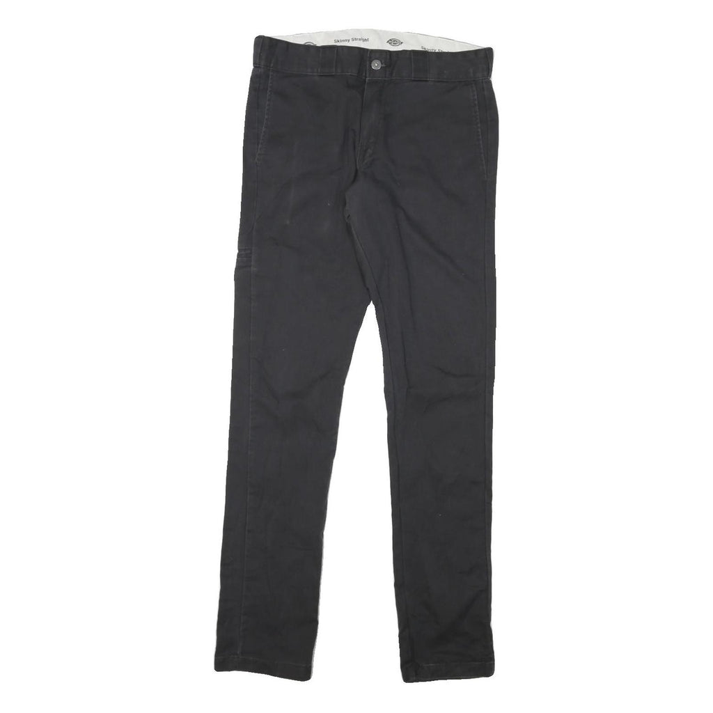 DICKIES Mens Cotton Blend Black Slim Skinny Trousers W32 L34 Workwear Casual