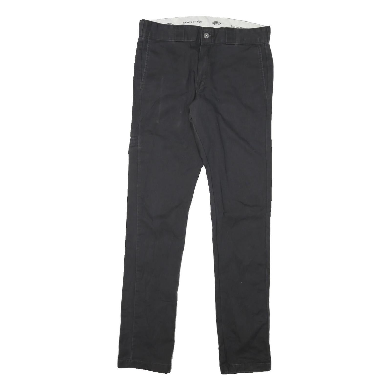DICKIES Mens Cotton Blend Black Slim Skinny Trousers W32 L34 Workwear Casual