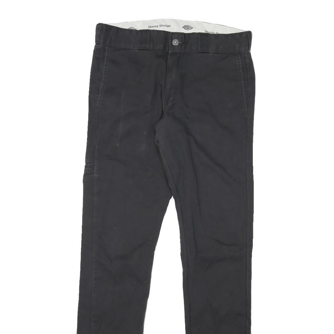 DICKIES Mens Cotton Blend Black Slim Skinny Trousers W32 L34 Workwear Casual