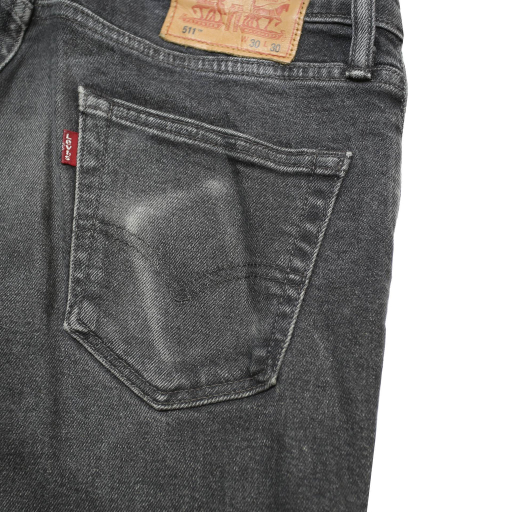 LEVI'S 511 Slim Mens Jeans Black Slim Skinny Denim Medium W30 L30 Zip