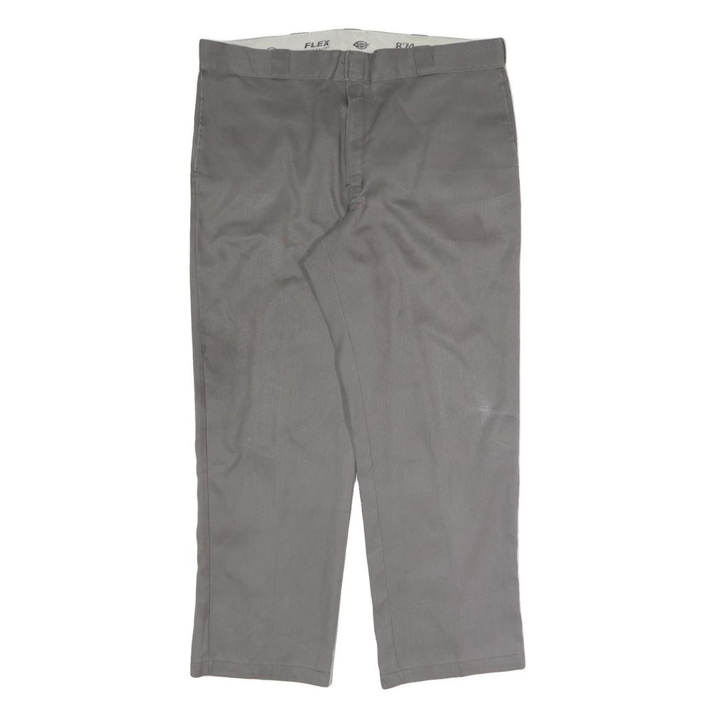 DICKIES Mens Cotton Blend Grey Regular Fit Straight Leg Trousers W40 L29