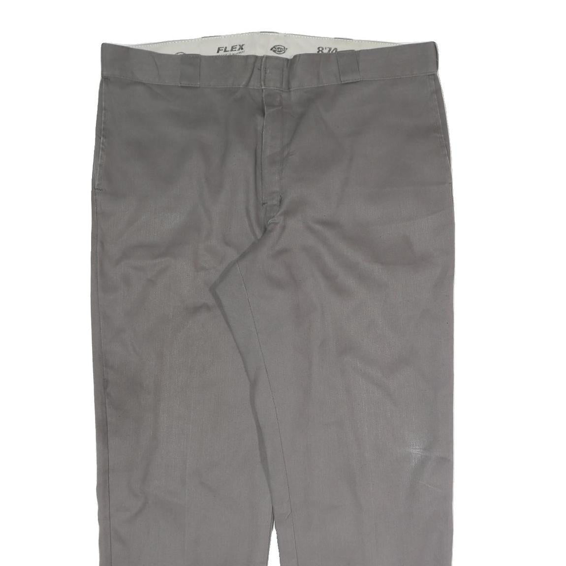 DICKIES Mens Cotton Blend Grey Regular Fit Straight Leg Trousers W40 L29