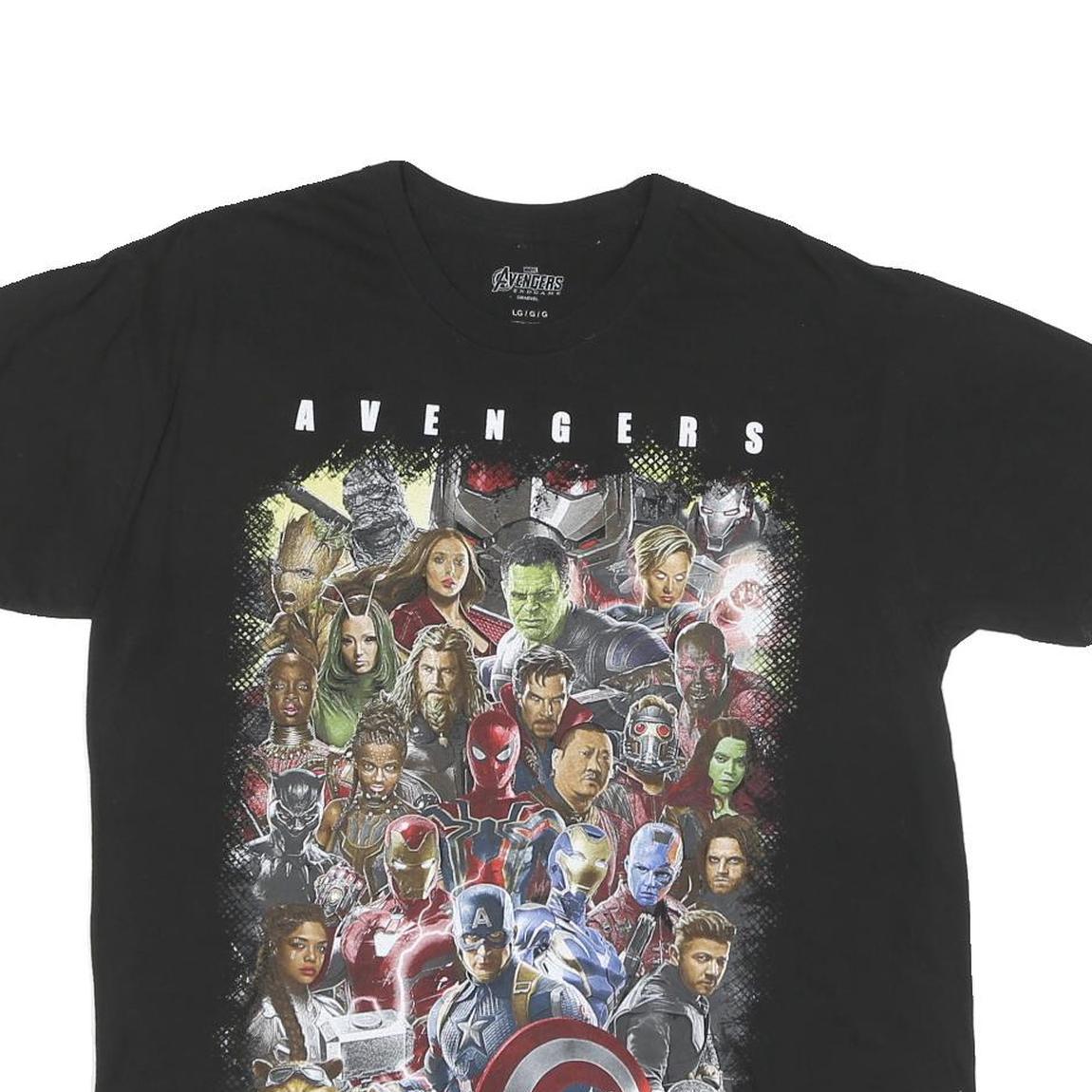 THE AVENGERS Mens Black Avengers Assemble Graphic T-Shirt L Short Sleeve Crew
