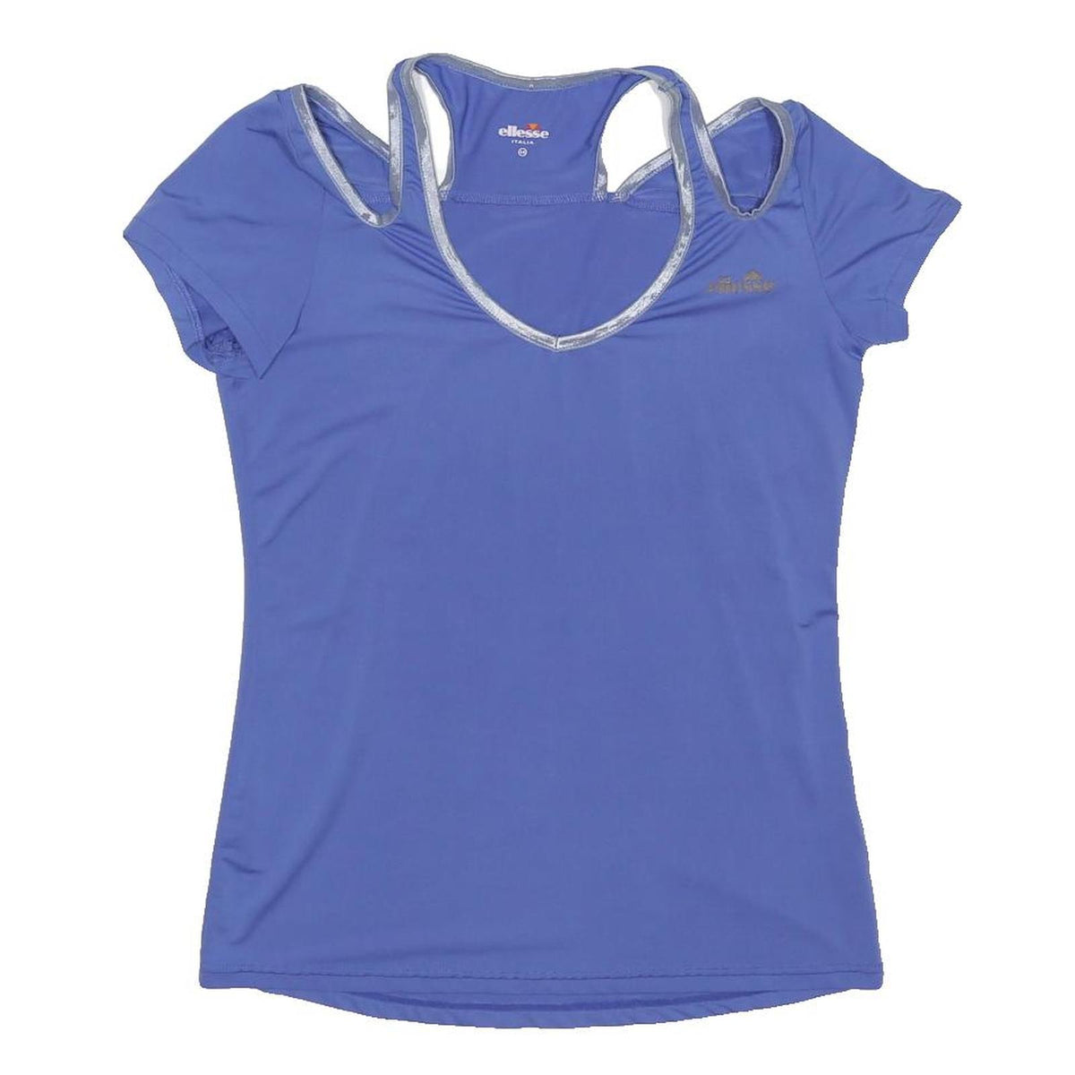 ELLESSE Womens Blue Sports T-Shirt UK 14 Short Sleeve V-Neck Racerback