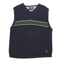 TOMMY HILFIGER Mens Navy & Green Patterned Cotton Jumper V-Neck Basic Knit XL
