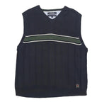 TOMMY HILFIGER Mens Navy & Green Patterned Cotton Jumper V-Neck Basic Knit XL