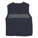 TOMMY HILFIGER Mens Navy & Green Patterned Cotton Jumper V-Neck Basic Knit XL